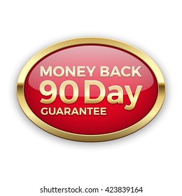 Money back guarantee vector badge, gold