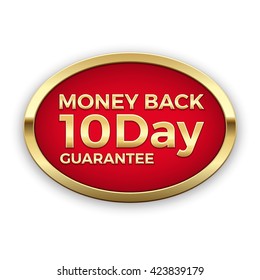 Money back guarantee vector badge, gold