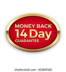 Money back guarantee vector badge, gold