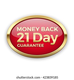 Money back guarantee vector badge, gold