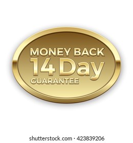 Money back guarantee vector badge, gold