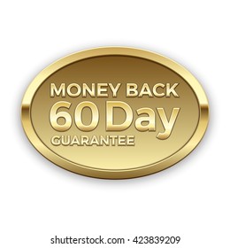 Money back guarantee vector badge, gold