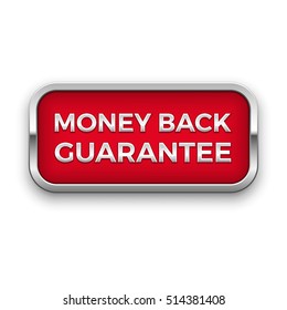 Money back guarantee vector badge, silver