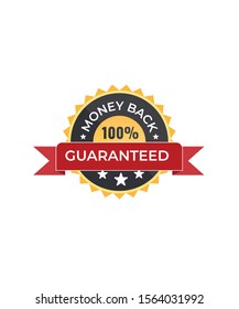 Money Back Guaranteed Label with Gold Badge Sign