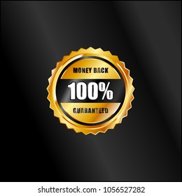 money back guaranteed vector badge in gold color