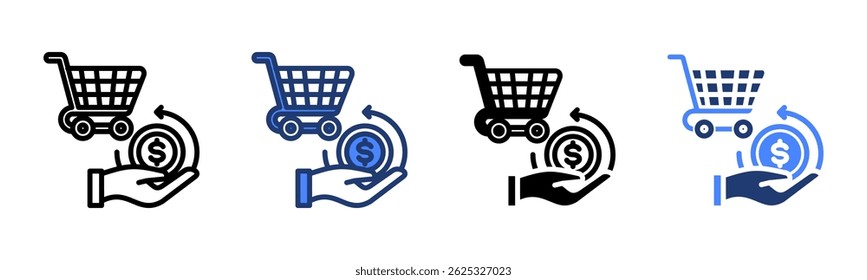 Money Back icon sheet multiple style collection