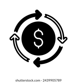Icono de devolución de dinero en vector. Logotipo
