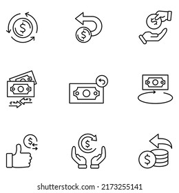 money back icons set . money back pack symbol vector elements for infographic web