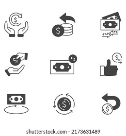 money back icons set . money back pack symbol vector elements for infographic web