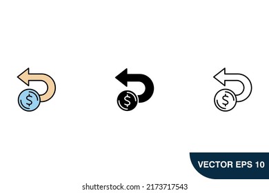 símbolos de retorno de dinero elementos vectores para web infográfica