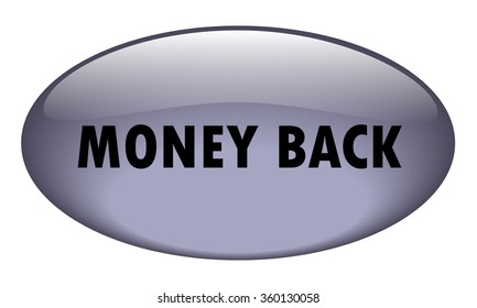 MONEY BACK, light violet color, modern oval glossy push button, new gel like style, isolated on white background, fully editable vector illustration EPS 10