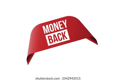 Money back red ribbon label banner.