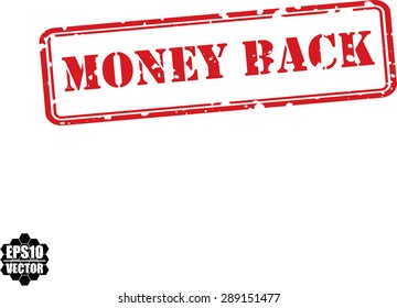 Money back rubber stamp over a white background. Vector.
