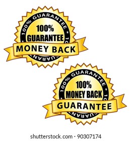 Money back stamps. Vector labels set.