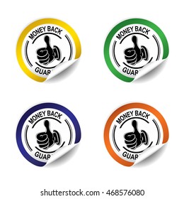 Money back sticker, button, label and sign set - vector