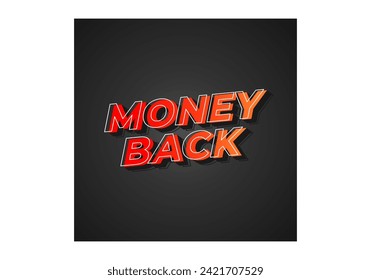 Dinero de vuelta. Diseño de efecto de texto en color llamativo. efecto 3D