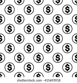 Money background black. Coin endless pattern for web