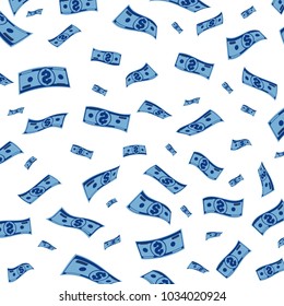 Money background. Dollars flying isolated. Vector illustration