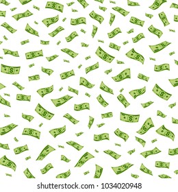 Money background. Dollars flying isolated. Vector illustration