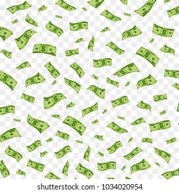 Money background. Dollars flying isolated. Vector illustration