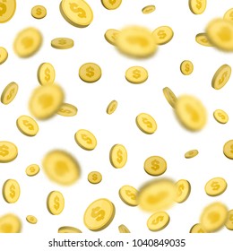 Money background. Falling coins isolated. Success concept. Vector illustration.
