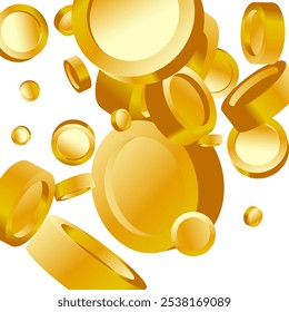 Money Background. Golden Vector Coins Rain. Flying 3d Cash for Casino Business  Banner. Cash Back Illustration. Win in a Lottery Concept Design. Cashback Explosion. Sale Discount Background. 