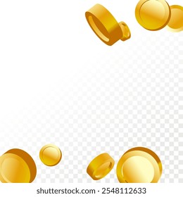 Money Background. Golden Vector Coins Rain. Flying 3d Cash for Casino Business  Banner. Cash Back Illustration. Win in a Lottery Concept Design. Cashback Explosion. Sale Discount Background. 