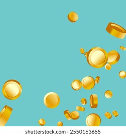 Money Background. Golden Vector Coins Rain. Flying 3d Cash for Casino Business  Banner. Cash Back Illustration. Win in a Lottery Concept Design. Cashback Explosion. Sale Discount Background. 