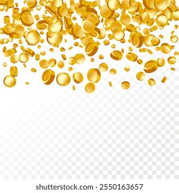 Money Background. Golden Vector Coins Rain. Flying 3d Cash for Casino Business  Banner. Cash Back Illustration. Win in a Lottery Concept Design. Cashback Explosion. Sale Discount Background. 