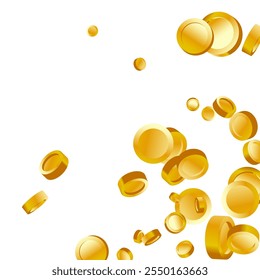 Money Background. Golden Vector Coins Rain. Flying 3d Cash for Casino Business  Banner. Cash Back Illustration. Win in a Lottery Concept Design. Cashback Explosion. Sale Discount Background. 