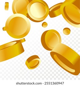 Money Background. Golden Vector Coins Rain. Flying 3d Cash for Casino Business  Banner. Cash Back Illustration. Win in a Lottery Concept Design. Cashback Explosion. Sale Discount Background. 