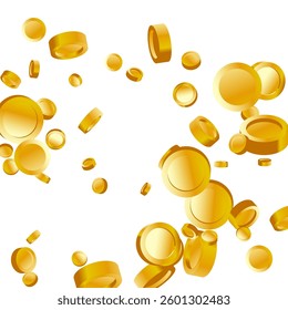Money Background. Golden Vector Coins Rain. Flying 3d Cash for Casino Business  Banner. Cash Back Illustration. Win in a Lottery Concept Design. Cashback Explosion. Sale Discount Background. 
