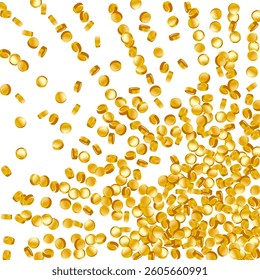 Money Background. Golden Vector Coins Rain. Flying 3d Cash for Casino Business  Banner. Cash Back Illustration. Win in a Lottery Concept Design. Cashback Explosion. Sale Discount Background. 