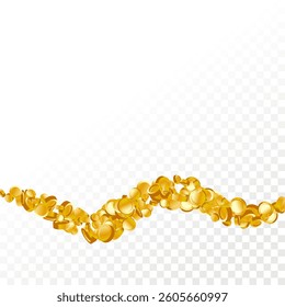Money Background. Golden Vector Coins Rain. Flying 3d Cash for Casino Business  Banner. Cash Back Illustration. Win in a Lottery Concept Design. Cashback Explosion. Sale Discount Background. 