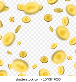 Money background with place for text. Falling coins isolated. Success concept. Vector illustration.
