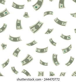 Money background. Vector seamless pattern with dollars.