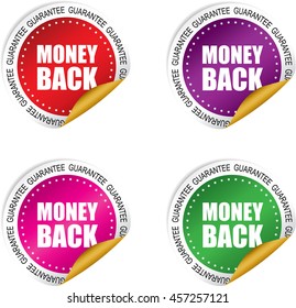 Money back,Guarantee sticker, button, label and sign set - vector
