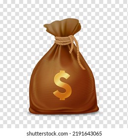 Money bag, 3d vector illustration with transparent background