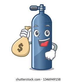 With money bag air tank diving in cartoon shape