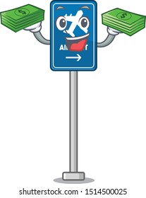 With money bag airport sign in the character shape