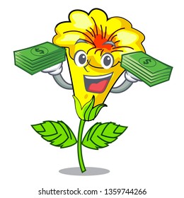 With money bag allamanda flowers in a cartoon pots