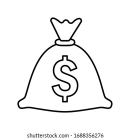 Money Bag With American Dollar / USD Symbol On It - Outline Icon