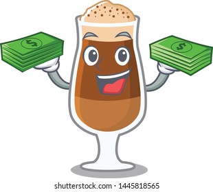 With money bag americano cafe in a cartoon bottle