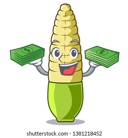 With money bag baby corn cartoon in the fridge