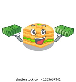 With money bag baklava in a the character bowl