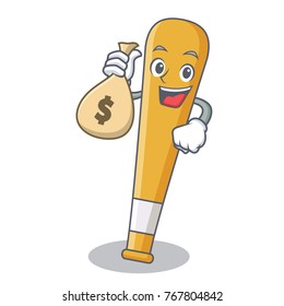 With money bag baseball bat character cartoon