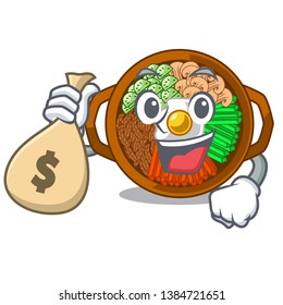 With money bag bibimbap isolated with in the character