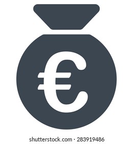 Money bag from BiColor Euro Banking Icon Set. Vector style: flat, smooth blue symbol, rounded angles, white background.