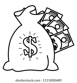 money bag with bills dollars