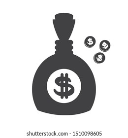 money bag with bills dollars vector illustration
